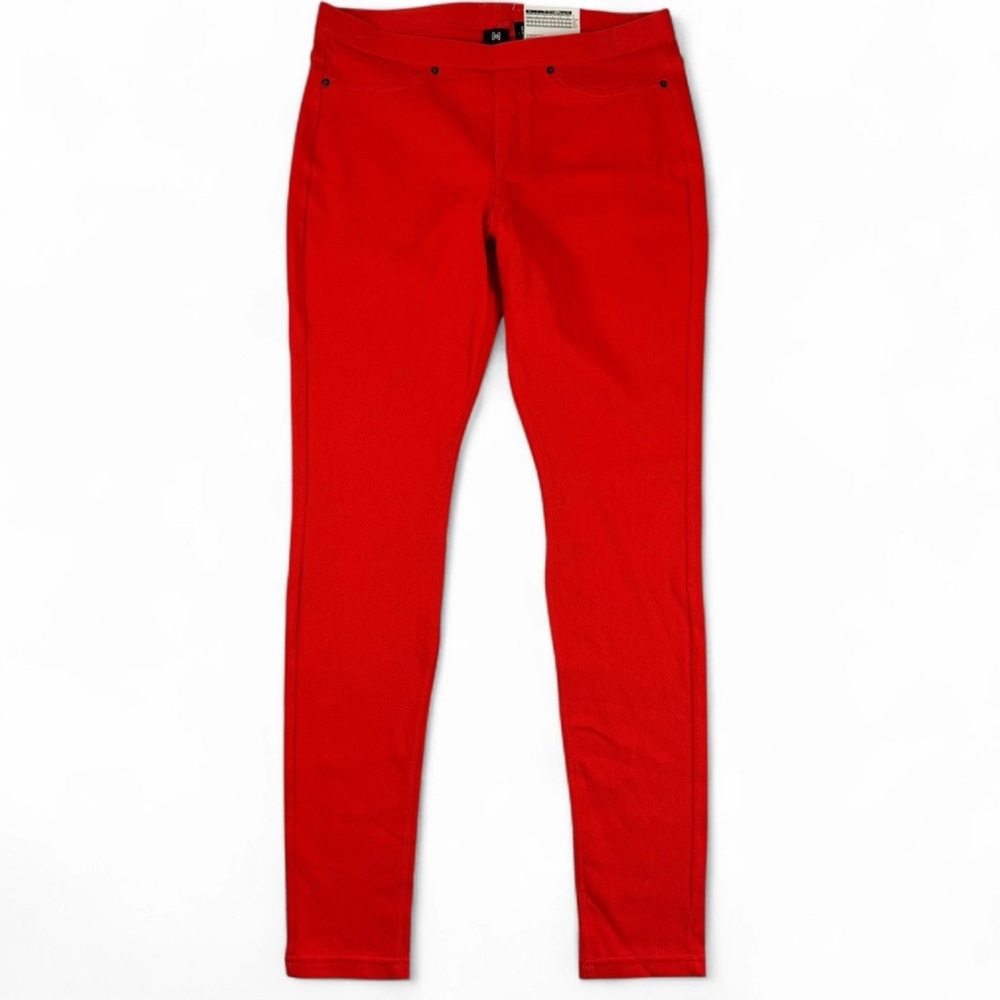 Hue Bright Red Original Denim Leggings Womens M Fiery Red New